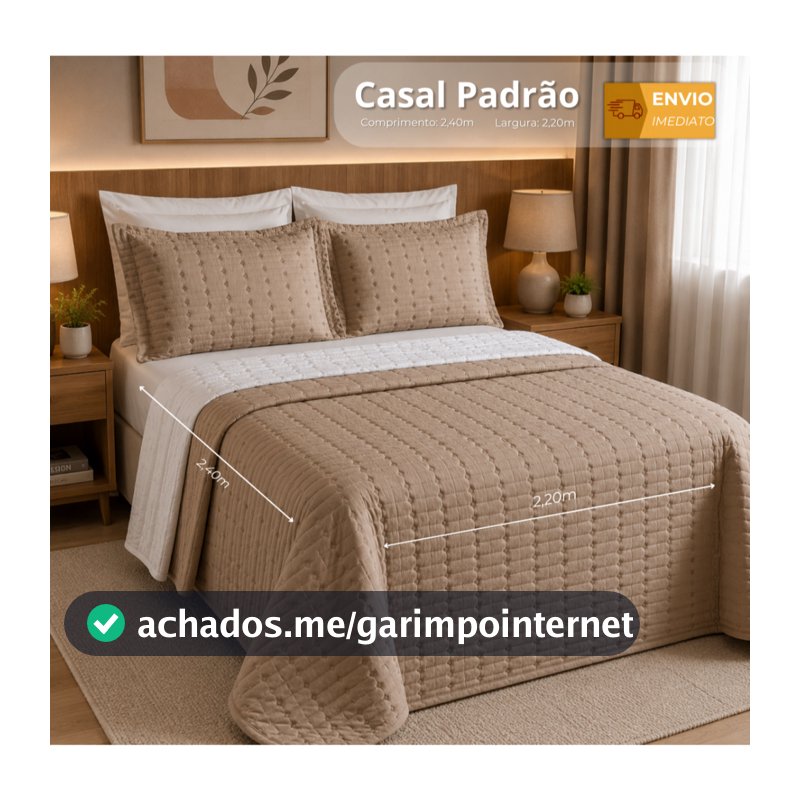 Kit Cobre Leito Casal 2,40m x 2,20m com 2 Porta-Travesseiros 200 Fios Antipilling