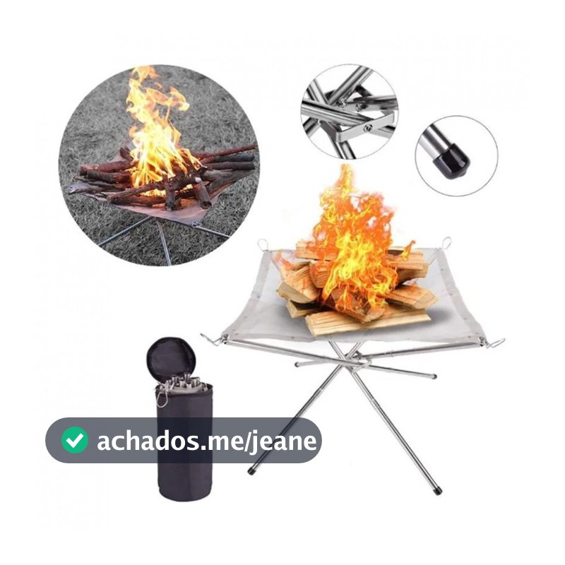 Fogueira Portátil Camping Keep Azteq Em Aço Inox