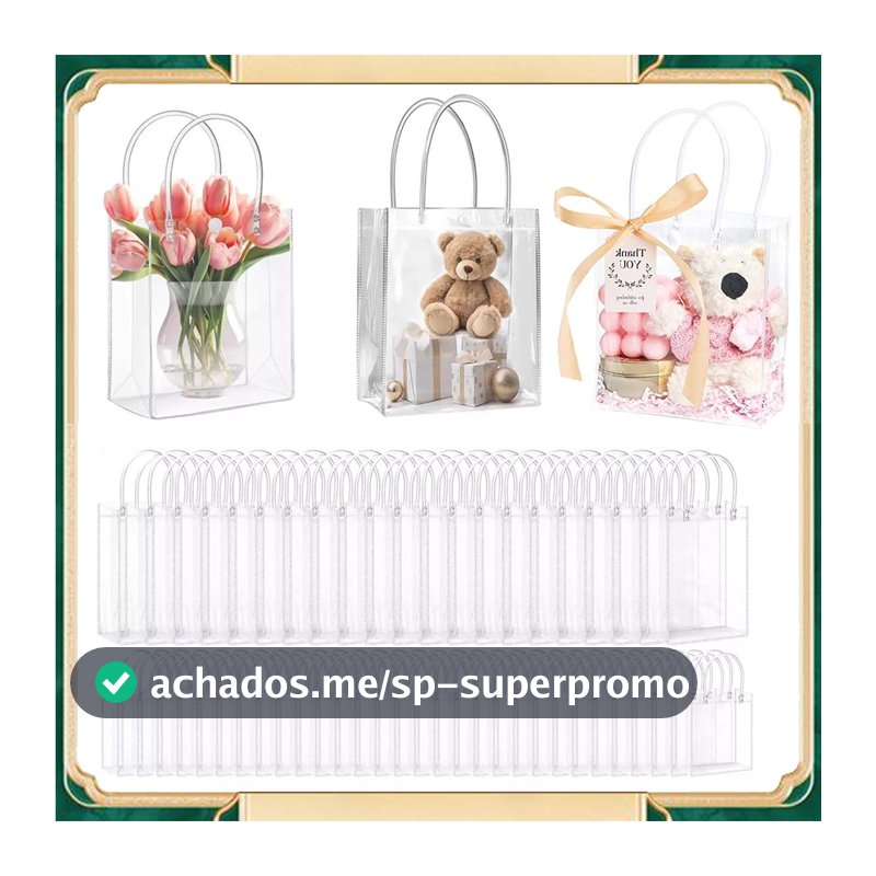 20 sacos de transporte transparentes em PVC  28 × 28 × 11 cm  Sacos para presentes    Sacos para transporte de alimentos