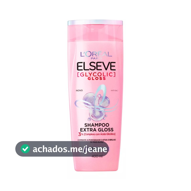 Shampoo Gloss, Limpeza Profunda e Combate a Porosidade, com Ácido Glicólico, Glycolic Gloss L'Oréal Paris Elseve, 400ml