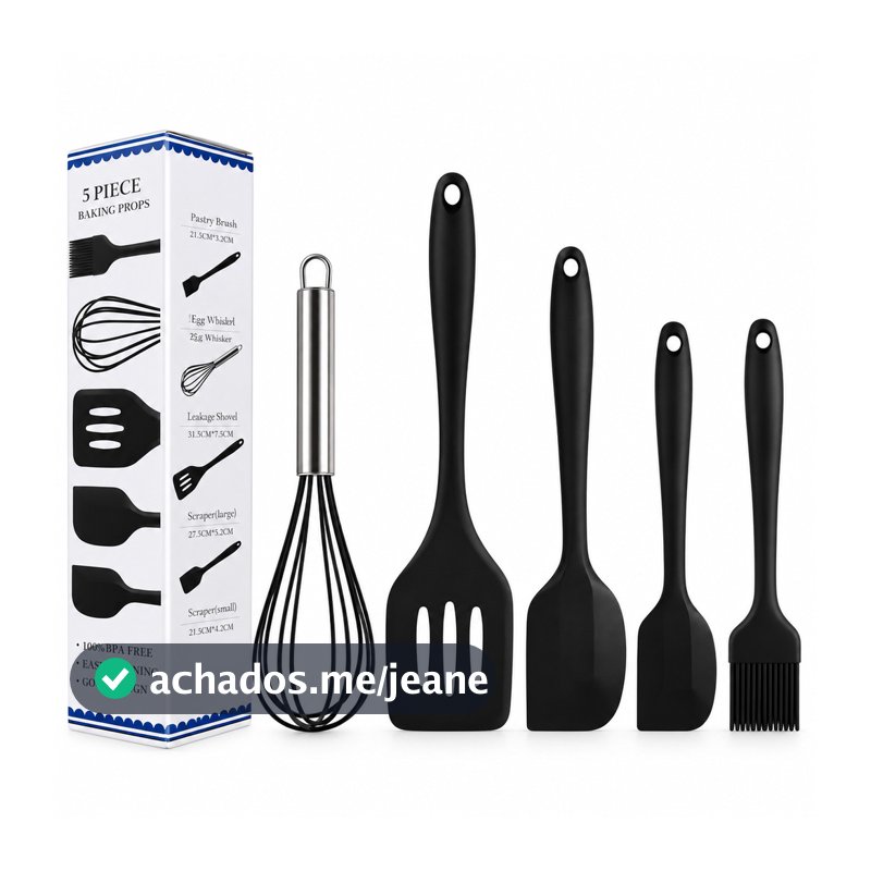 Conjunto Culinário De Silicone Confeitaria 5 Peças Fue Espátula Vazada Raspando