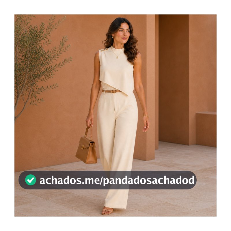 Conjunto Feminino Alfaiataria Blusa Assimétrica Capa e Calça Reta Premium Moda Evangélica Social Casamento Ref 25140