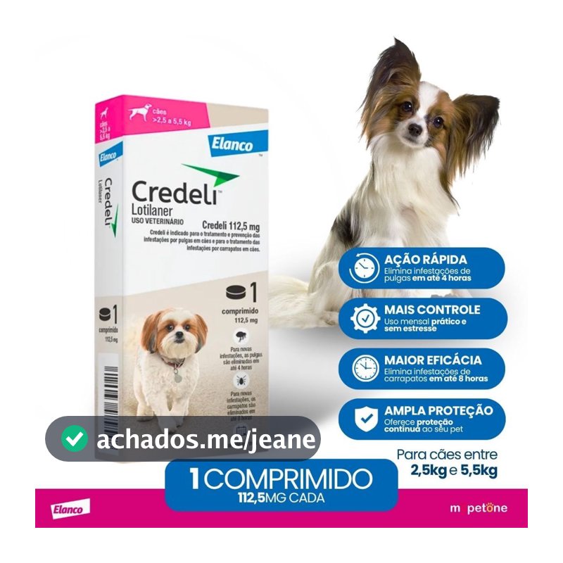 Credeli Elanco 112,5 mg para Cães de 2,5 a 5,5 Kg - 1 Comprimido