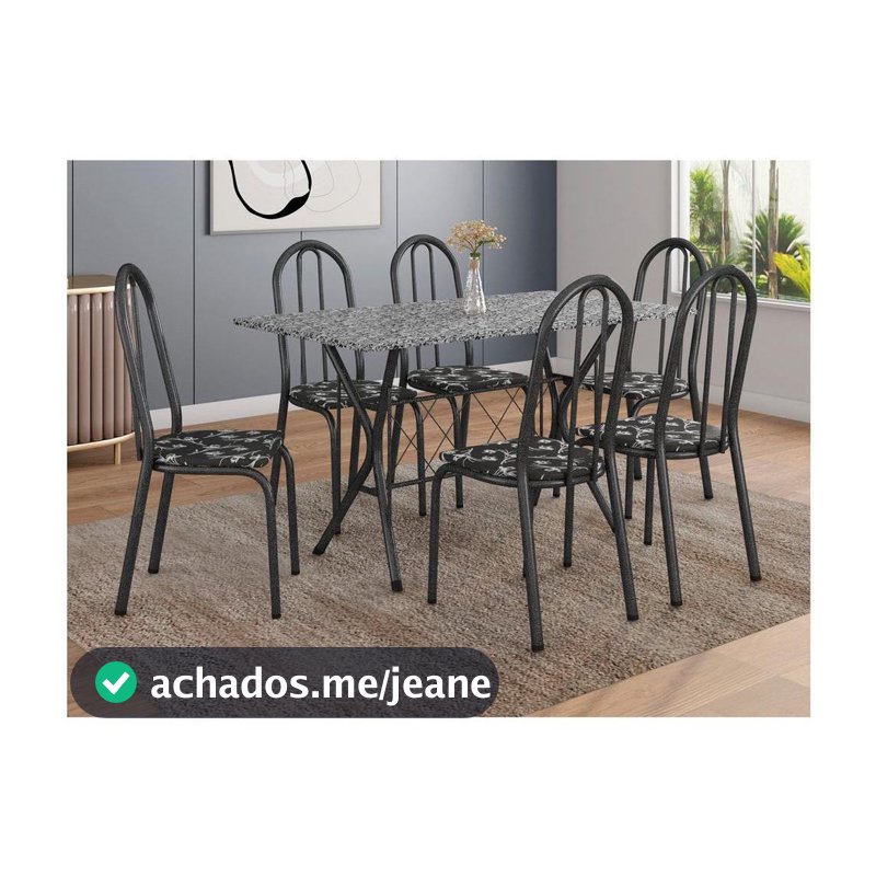 Mesa de Jantar 6 Cadeiras Retangular Artefamol Ravena