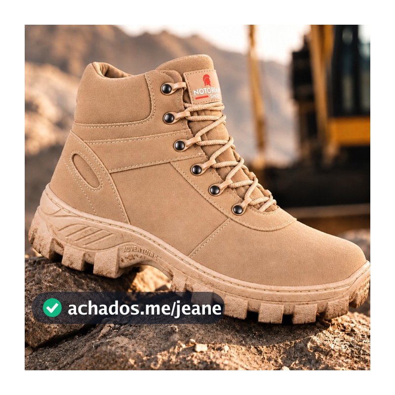 Coturno Masculino Adventure Militar Couro Areia Cano Curto Palmilha Confortável Notorian