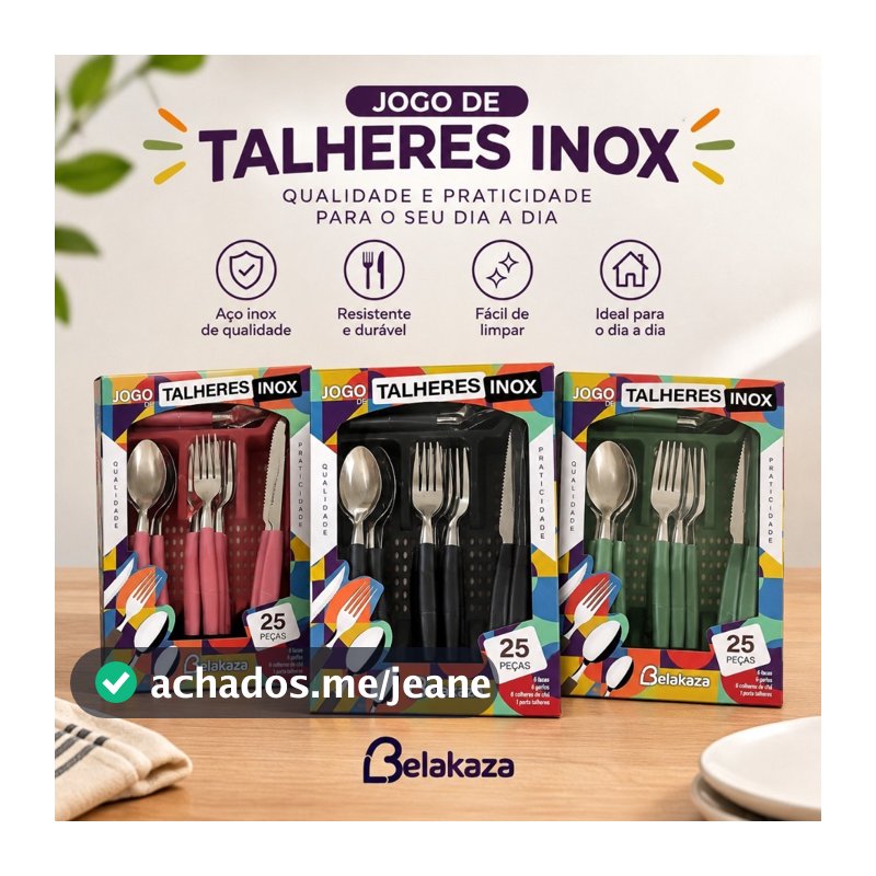 Jogo de Talheres Inox 25 Peças Belakaza