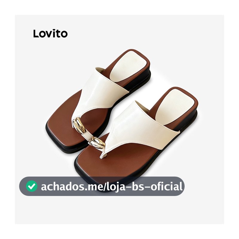 Lovito Sandálias Rasteiras Casuais Com Design Coreano Colorblock Brancas Para Mulheres LFA118025