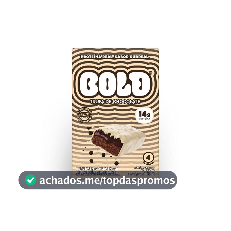 Bold Barra de Proteina Trufa de Chocolate 14g Kit com 4 Unidades