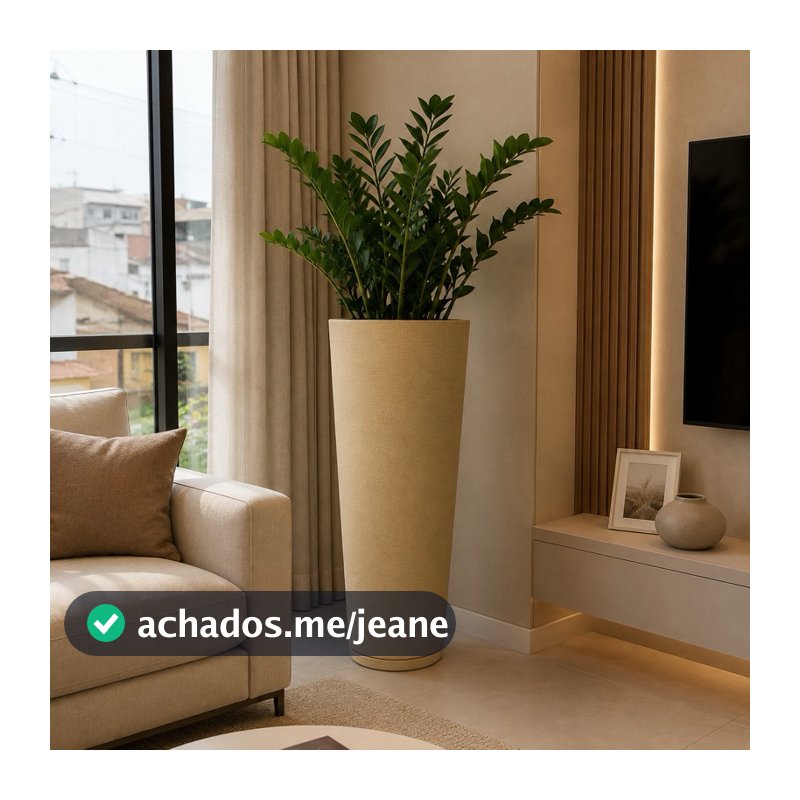 Vaso Plantas Decorativo Polietileno Coluna Classic Ibiza Escovada Prato Coletor 59x21