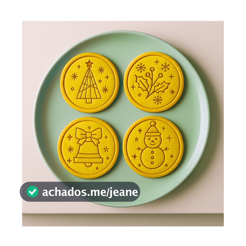 ️NATAL MODERNO Festa Carimbo Biscoito Cortador para Cookies e Pasta Americana | Kit 4 pçs Arvore de natal azevinho