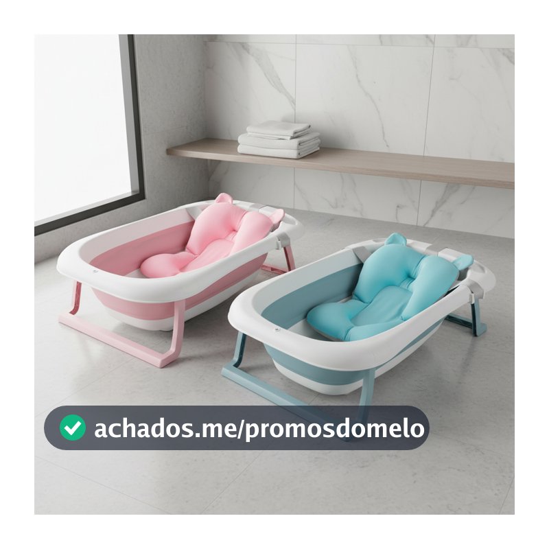 Banheira de Bebê Dobrável Grande 38 Litros com Almofada, Portátil, Retrátil e Antiderrapante | Pippo