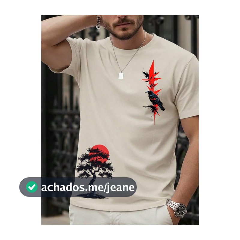 Camiseta Masculina Bonsai Japônes Camisa 100% Algodão Estampa Streetwear Canário