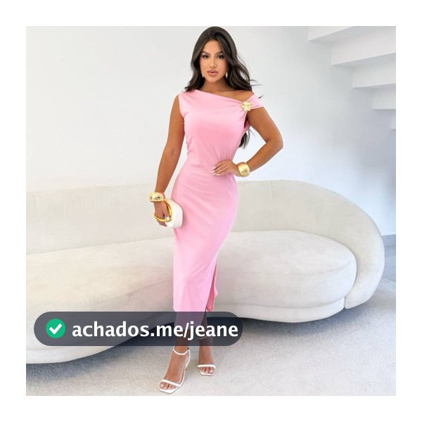 Vestido Longo Feminino Ribana  Ombro a Ombro Ajustado com Fenda Elegante --- Cod. 219