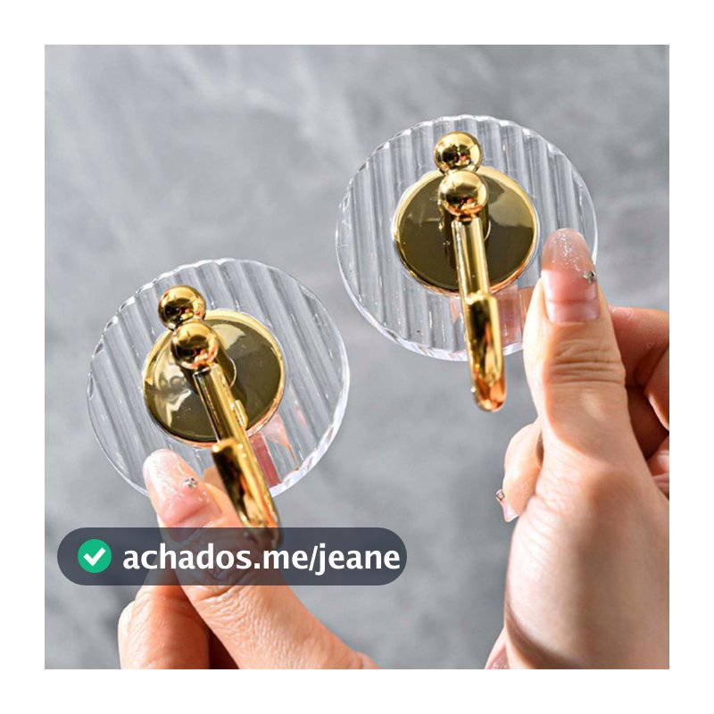 Gancho Adesivo de Parede, Acrilico, Cromado Cleann na cor Prata e Dourado, Elegante