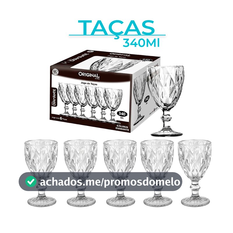 Jogo 2/4/6 Taças Vidro Diamond Bico Jaca Abacaxi Conjunto Taça Para Água Vinho Tinto Suco Diamante