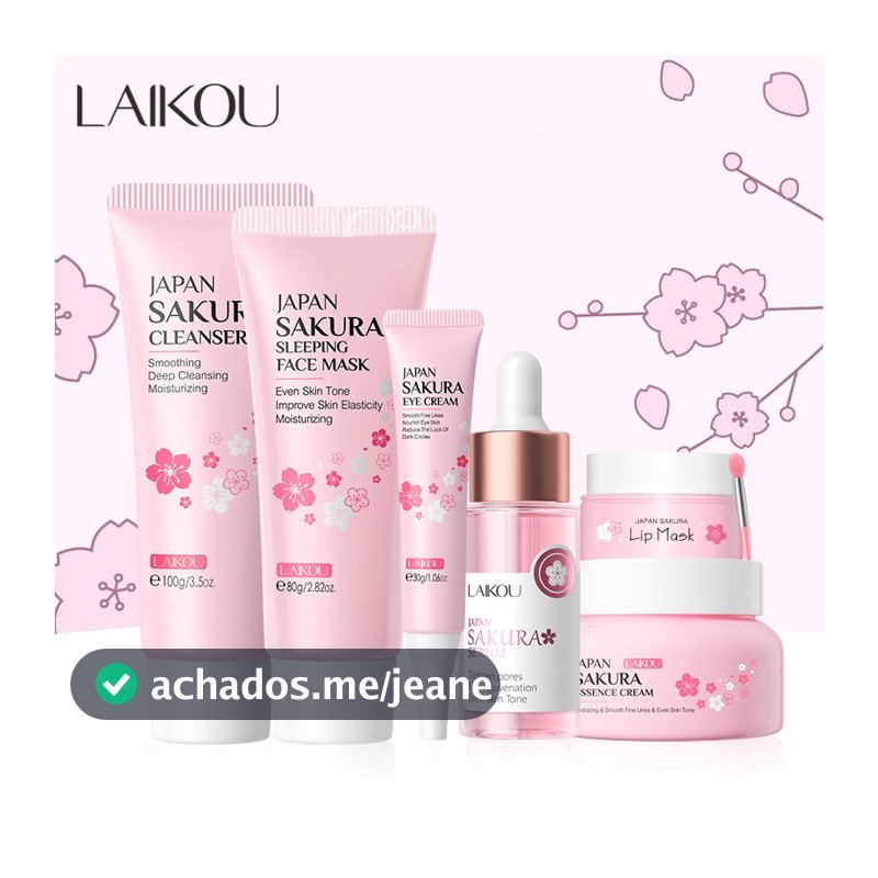 LAIKOU Japão Sakura Conjunto De Cuidados Com A Pele Hidratante Facial Apertar Poros Essência Rejuvenescedor Brilho