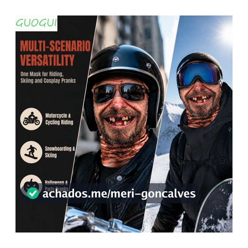 Máscara De Brincadeira Engraçada GUOGUI , Equitação De Motocicleta De Tamanho Unissex Com Impressão 3D Facial De Esqui P