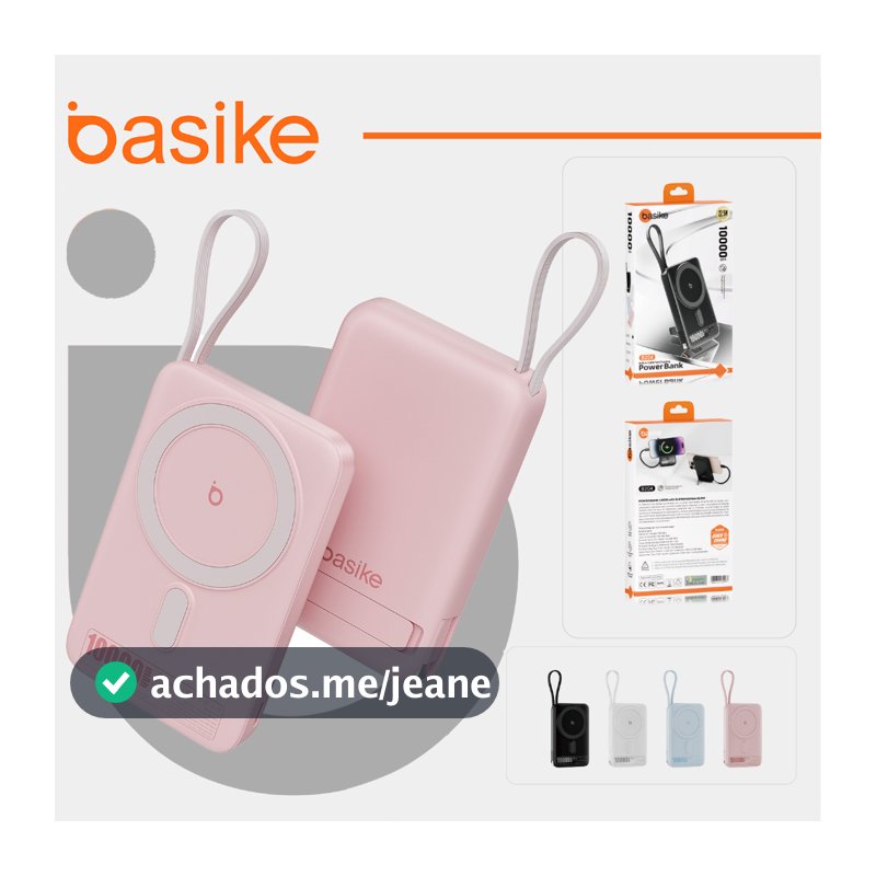 Basike Carregador Portátil 10000mAh  Indução para iPhone/Android Samsung Apple Sem fio Bateria Carga