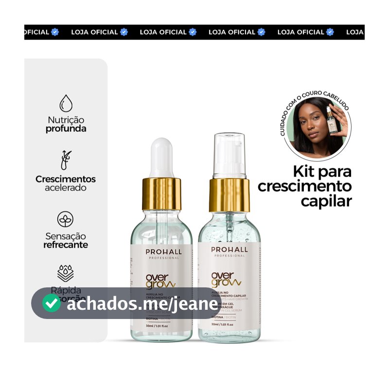 Kit Overgrow Prohall Scalp Oil + Serum Gel 30ml Crescimento Natural e Nutrição Capilar
