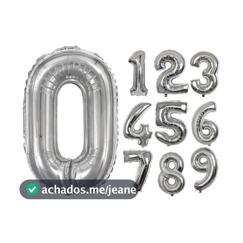 50 BALÕES NÚMERO 40CM PRATA - BALÕES METALIZADOS