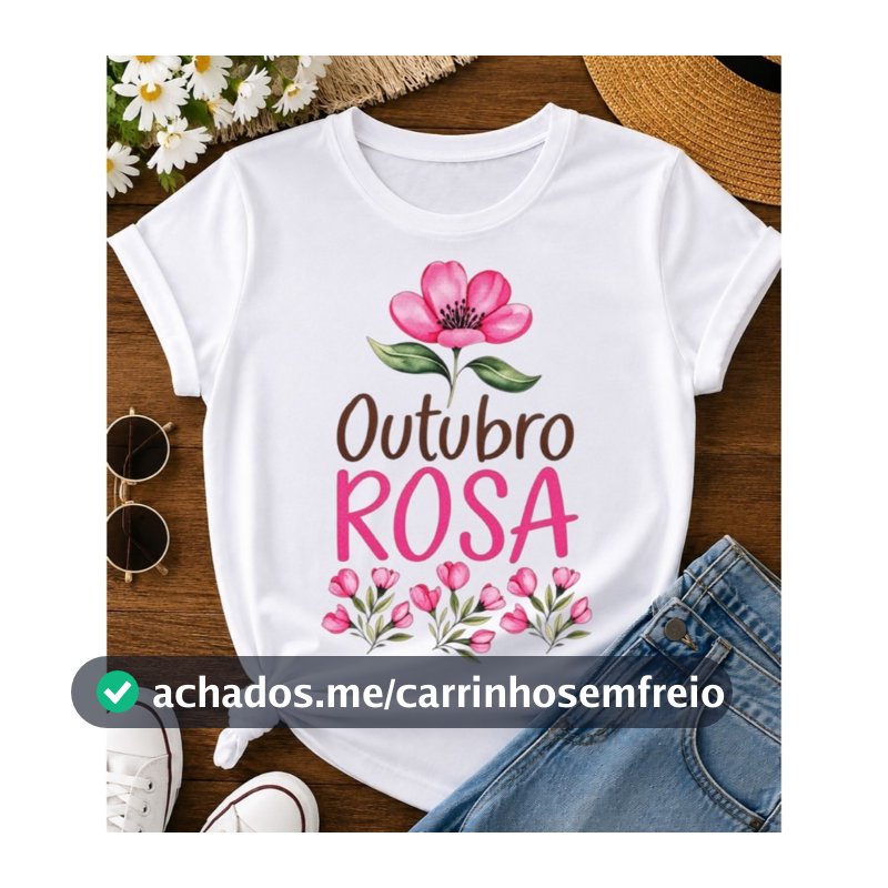 T-Shirt Camiseta Feminina Tshirt  Estampada Outubro Rosa Camisa 100% Algodão Envio Imediato