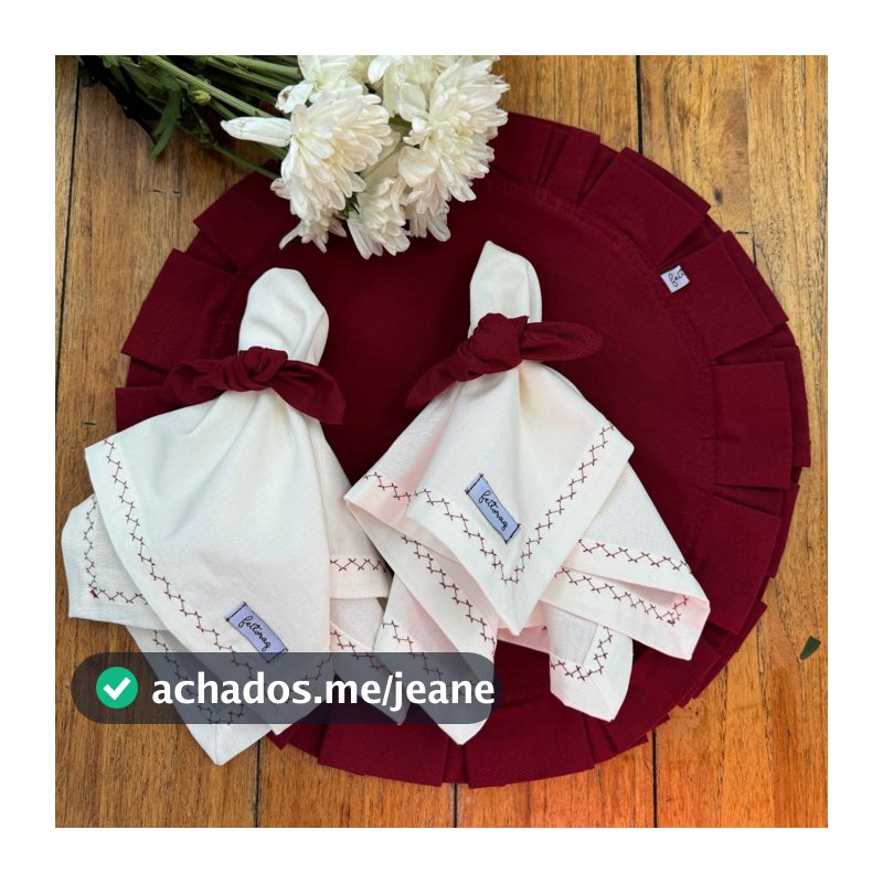 Kit Completo 2, 4, 6, 8 Jogos Americanos Cereja Mesa Posta com Guardanapos e Porta Guardanapos, Elegante, Supla