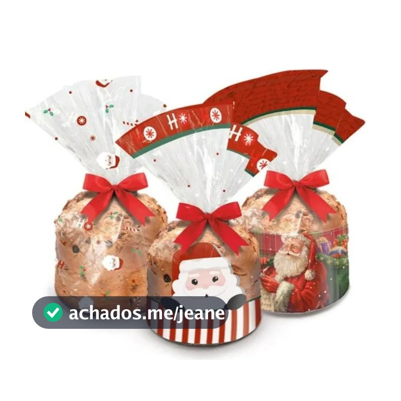 Saco Para Panetone Noel e Noelito Natal 100G e 250G 50 ou 100 Unidades - Cromus