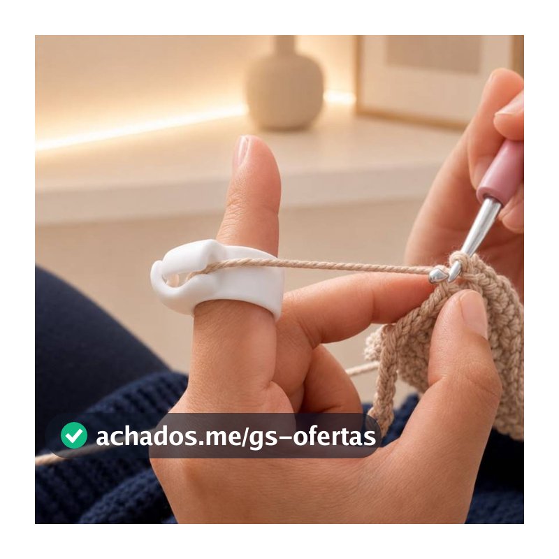 Kit 2 Anel Argola Para Dedo Crochê Tricô Guia de Tensão Ajustável Branco Para Fio 4 6 e 8