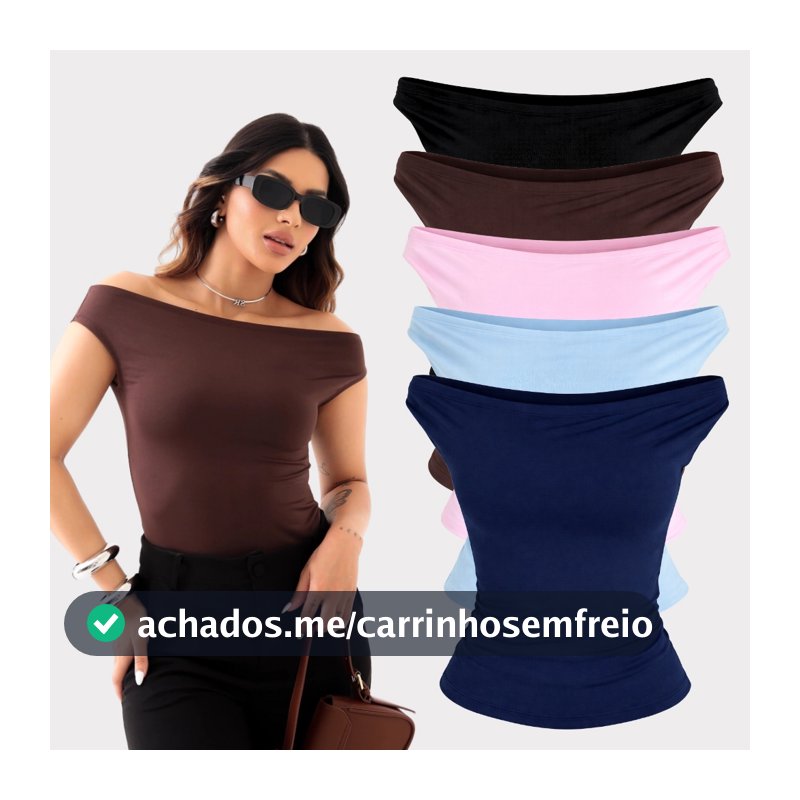 Blusa Feminina Dia a Dia Elegante Ombro a Ombro Poliamida Premium