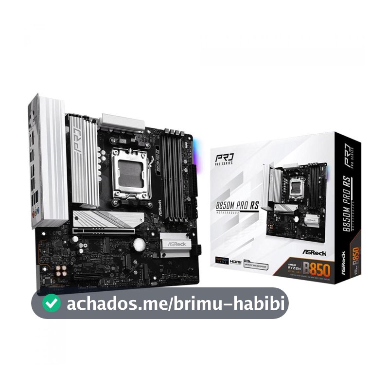 Placa Mãe ASRock B850M Pro RS, Chipset B850, AMD AM5, mATX, DDR5