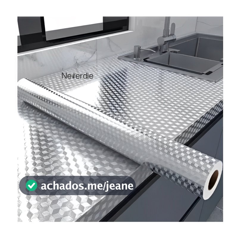 Papel de parede 3D alumínio adesivo impermeável anti óleo para armário Cozinha e protetor de fogão Brilhante