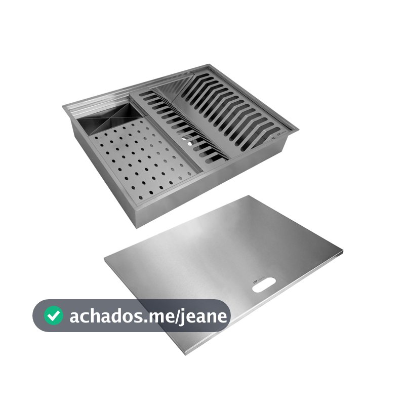 Calha Canal organizador Úmido de Cozinha com Tampa Inox 304 c/ 3 módulos 50x40 - Tubrax