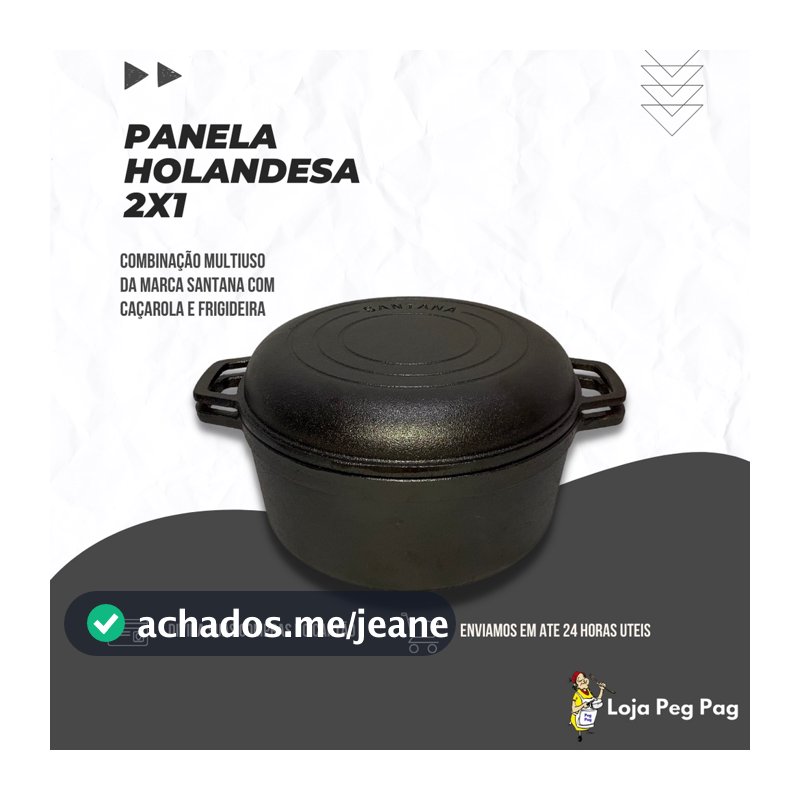 Panela Holandesa de Ferro Fundido 2 em1 (caçarola e frigideira) Assar Pães Caseiros