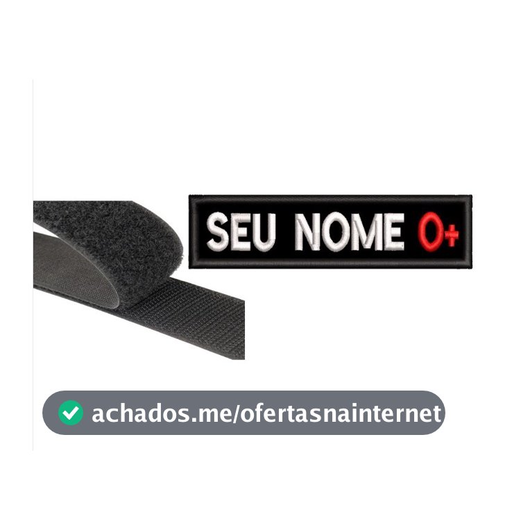 Patch Tarja com fecho de Contato Com seu Nome e Tipo Sanguíneo