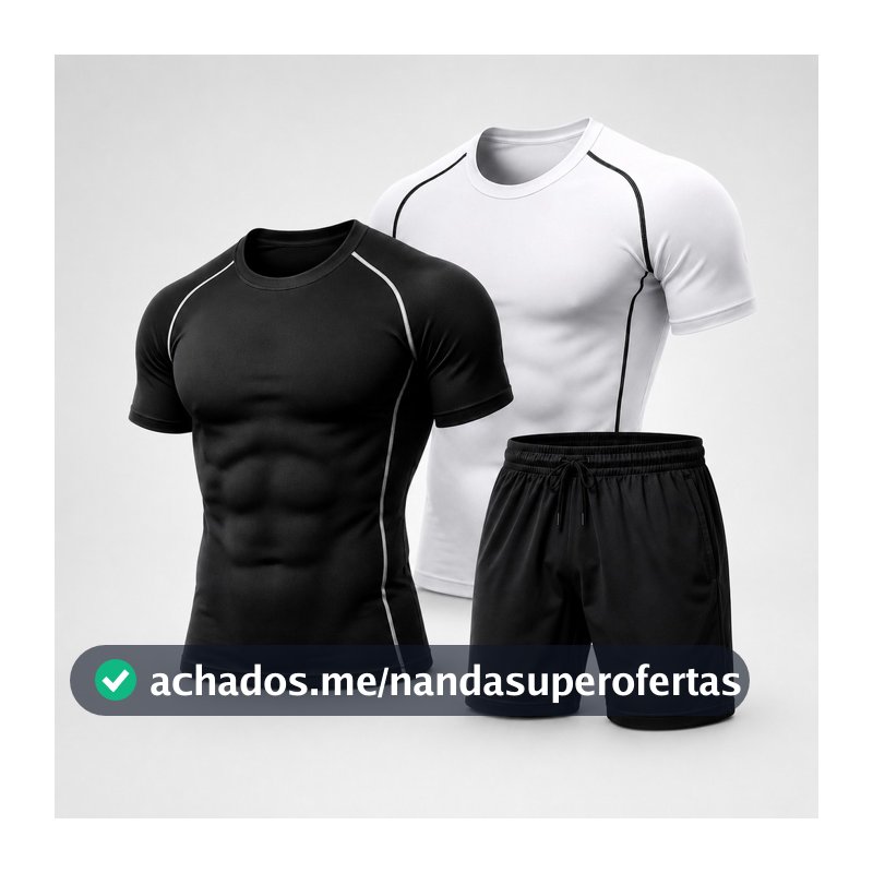 Kit Camisa de Compressão + Short Dri-fit Masculino Camiseta Academia Treino Corrida