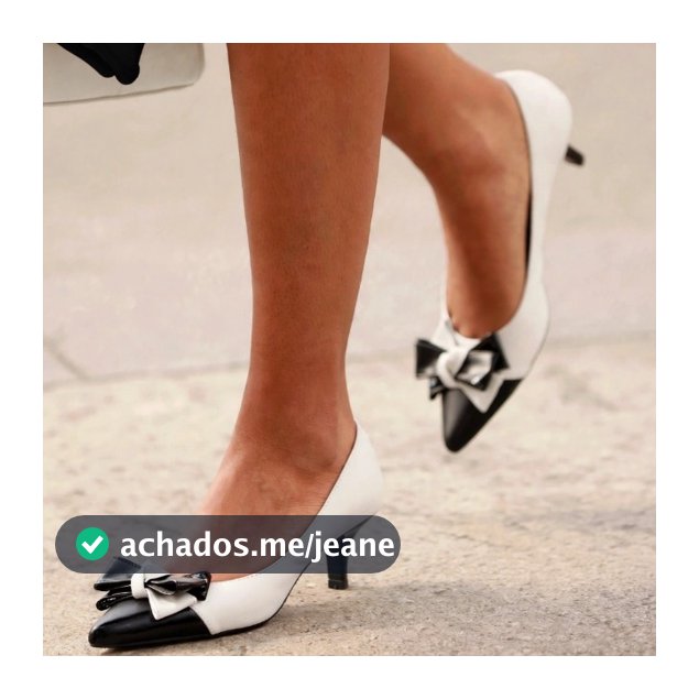 Scarpin Salto Médio 6cm Bicolor com Detalhe em Laço Multicolorido