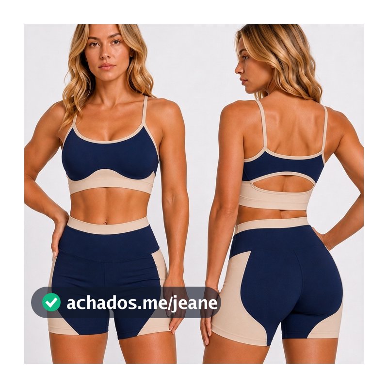 Conjunto Fitness Modern Color Shorts Recorte Estratégicos Top  Duplo Up Recortes