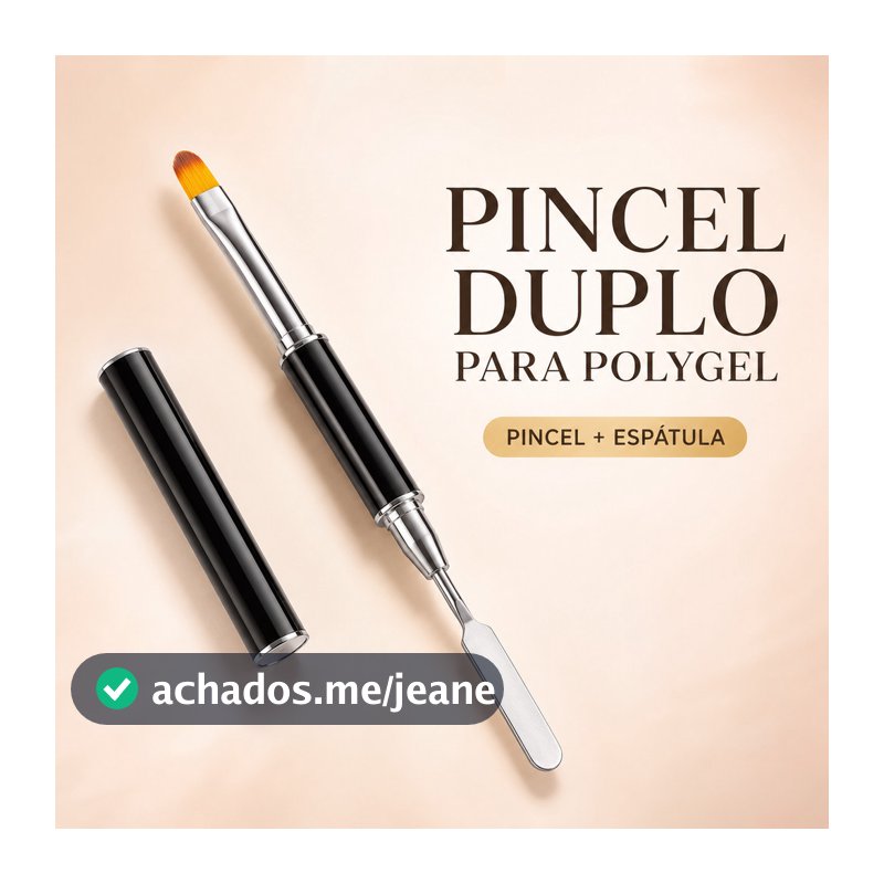 Pincel Duplo para Polygel com Espátula e Tampas para Modelagem de Unhas