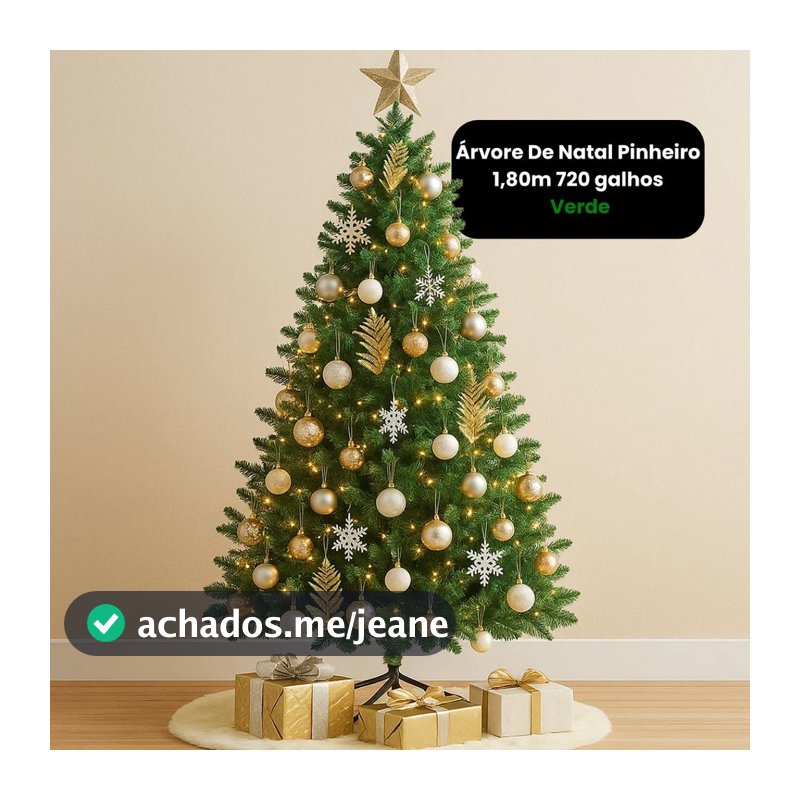 Árvore De Natal Pinheiro 1,80m 720 galhos - Verde