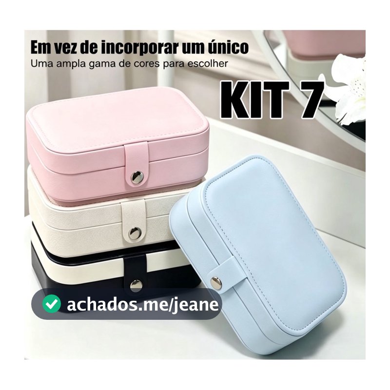 KIT 7 Estojo Porta Joia Duplo com 2 Repartimentos Organizador De Joias