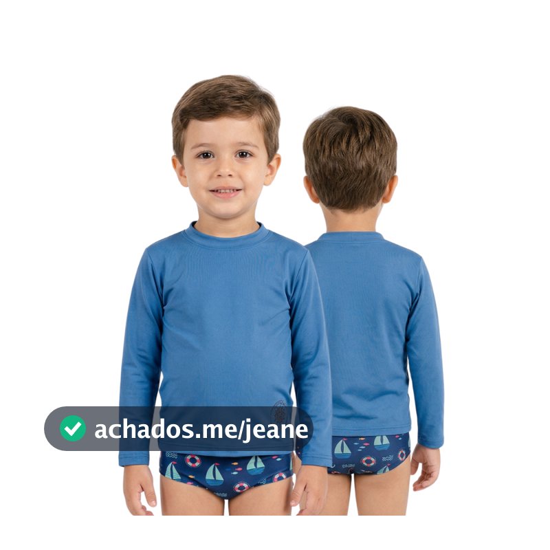 Camisa de proteção  50 azul claro + sunga  infantil/juvenil