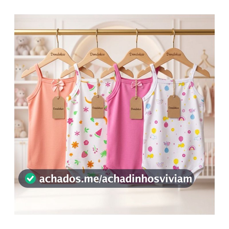 Kit 4 Body Bebe Menina Alcinha 100% Algodão Roupa de Bebê M G GG 4 Peças de Bodies para Bebê