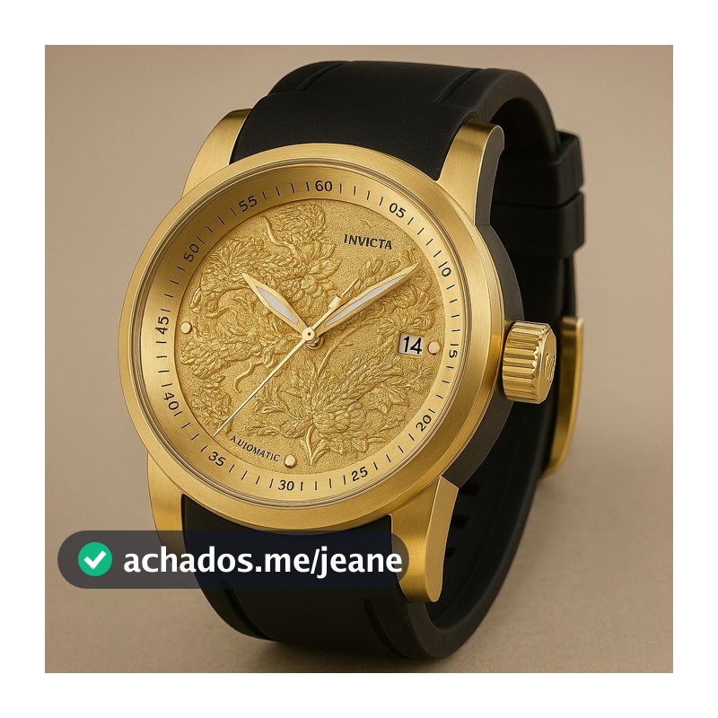 Relógio Dragão Invicta Dourado Pulseira l | Edição Limitada, Automático, Caixa Luxo, Premium