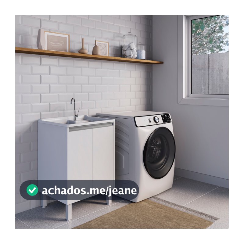 Tanque Plástico 30L Lavar Roupas Lavanderia Esfregadeira Lateral Armário Gabinete  100% MDF  Montado