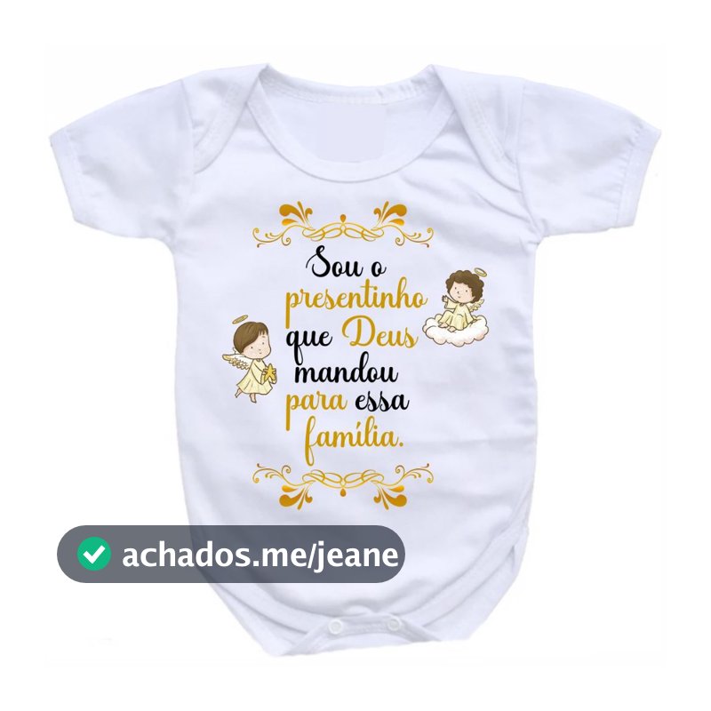 Body de Bebê roupa bebê unissex enxoval Frases Sou o Presentinho de Deus