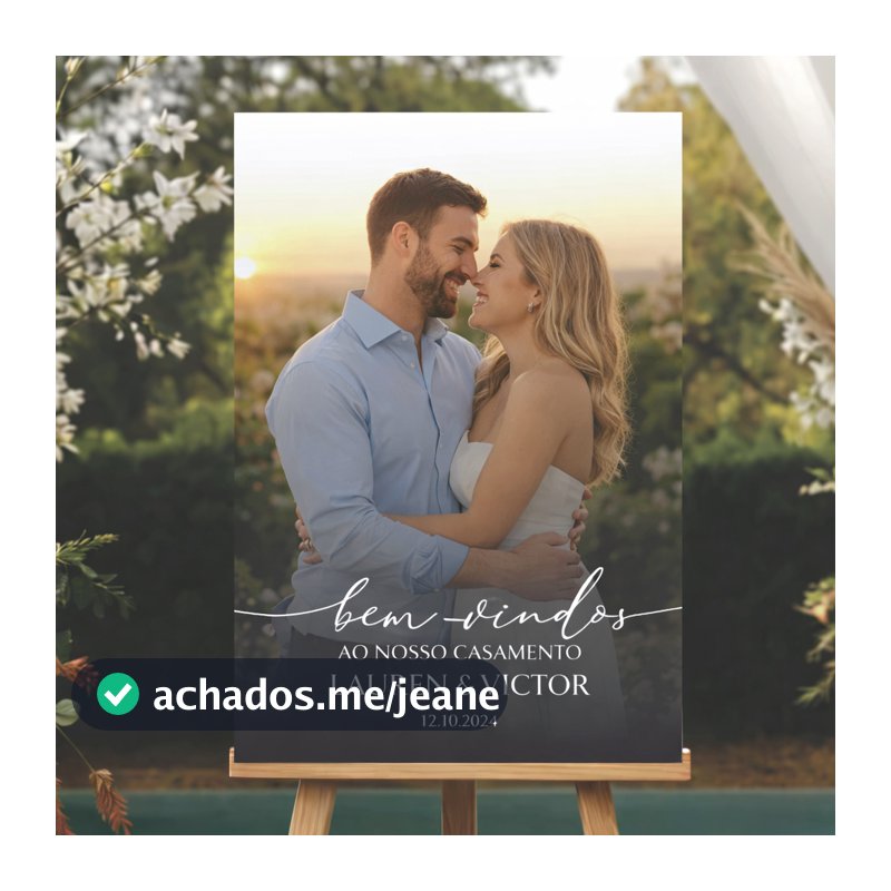 Placa Quadro Casamento Decorativa com Foto - Recepção Bem vindos