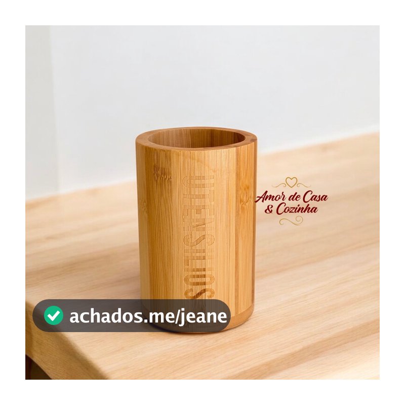 PORTA TALHER E UTENSÍLIOS DE BAMBU