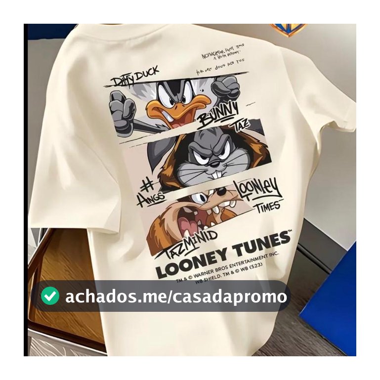 T-shirt Masculina Looney Tunes modelo novo Camiseta Versátil Camisa Tendência Blusa Premium Crt Unissex