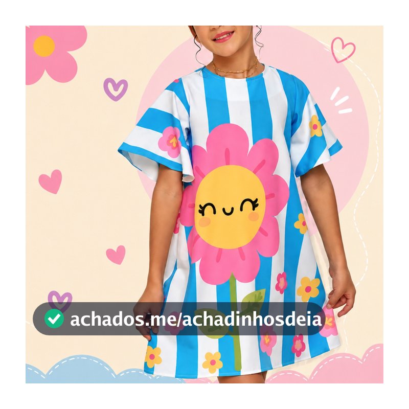 Vestido Infantil Listras Localizado Delicado Verão 4 a 12 Anos Lançamento Exclusivo