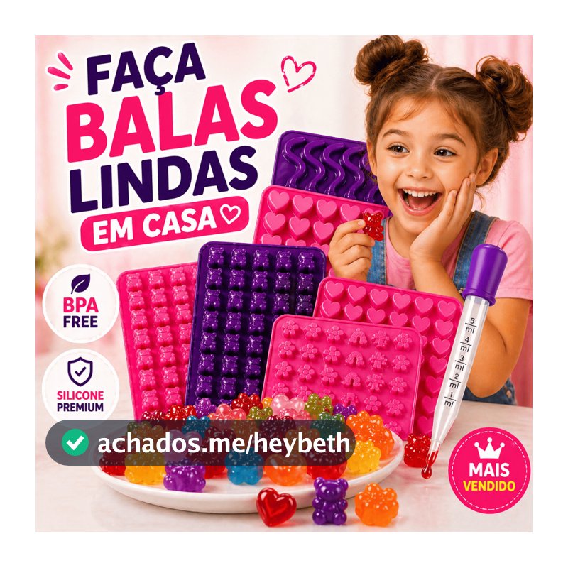 Molde Silicone Gummy Bear Mini Forma Para Goma Gelatina Decoração Bala Candy + Conta Gotas